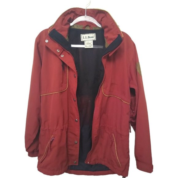 LL Bean Vintage 90's Nordic Womens Red Hooded Coat Full Zip Jacket Pockets Small - Picture 5 of 11